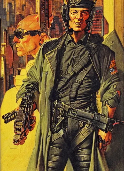 Image similar to cyberpunk mercenary. portrait by jean giraud and anton otto fischer and john philip falter and will eisner and gil elvgren