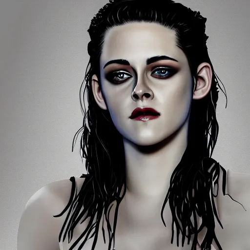 Prompt: portrait of Kristen Stewart, digital art by Michael C Hayes 4k, 8k, HD