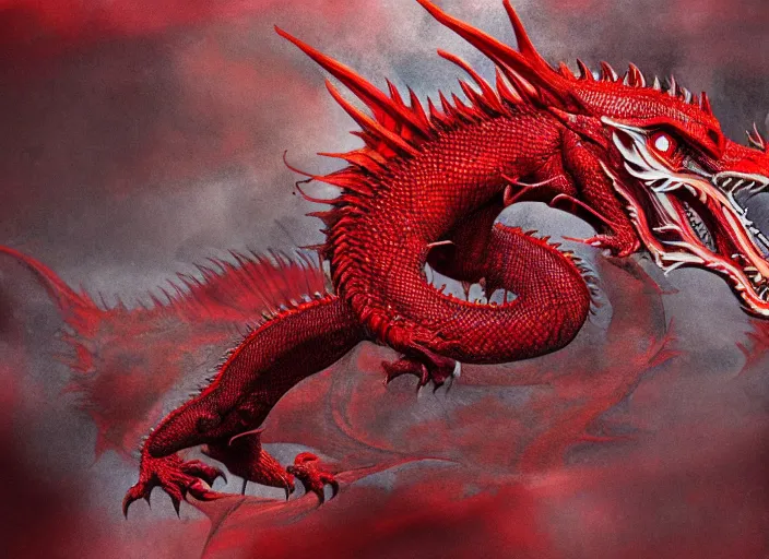 Prompt: An ultra detailed red dragon, 4k, photorealistic,