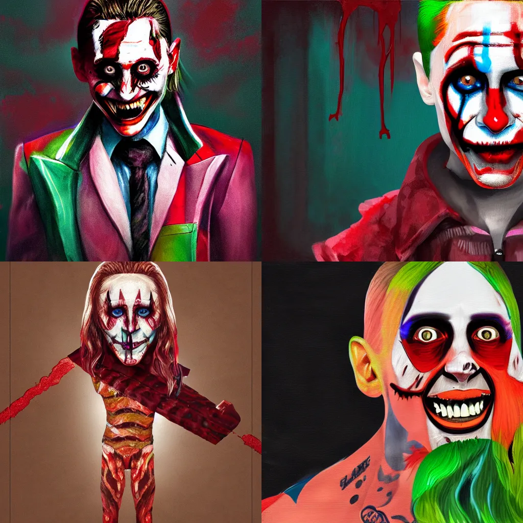 Prompt: Jared leto joker as a slice of bacon, 4k, concept art, painting