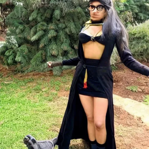 Prompt: Mia khalifa cosplaying as a wizard