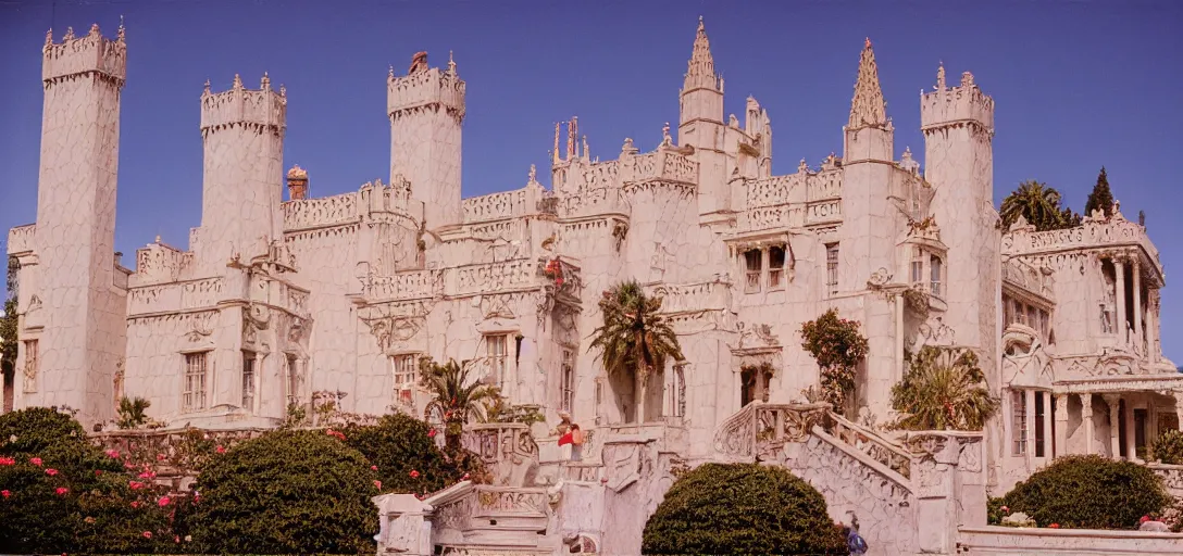 Image similar to a poor man's hearst castle. fujinon premista 1 9 - 4 5 mm t 2. 9. portra 8 0 0.