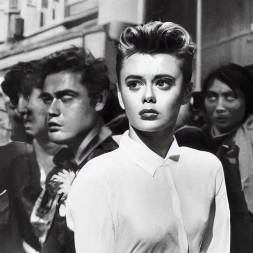 Image similar to James Dean as a woman in Jakarta