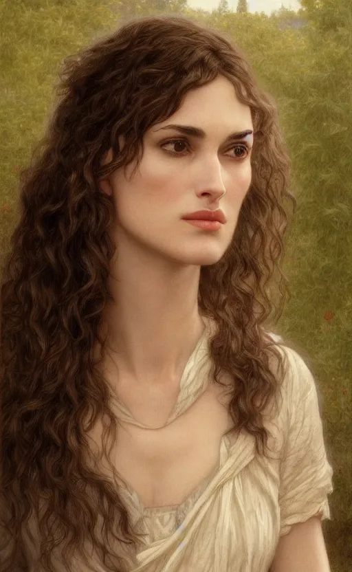 Prompt: winona ryder, kiera knightly, traditional corsican, intricate, highly detailed, pastoral, artstation, illustration, jurgens, rutkowski, bouguereau