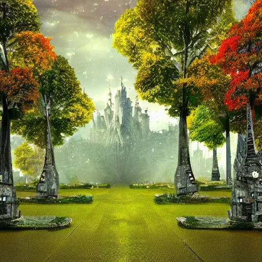 Image similar to fantasy natural city in the trees