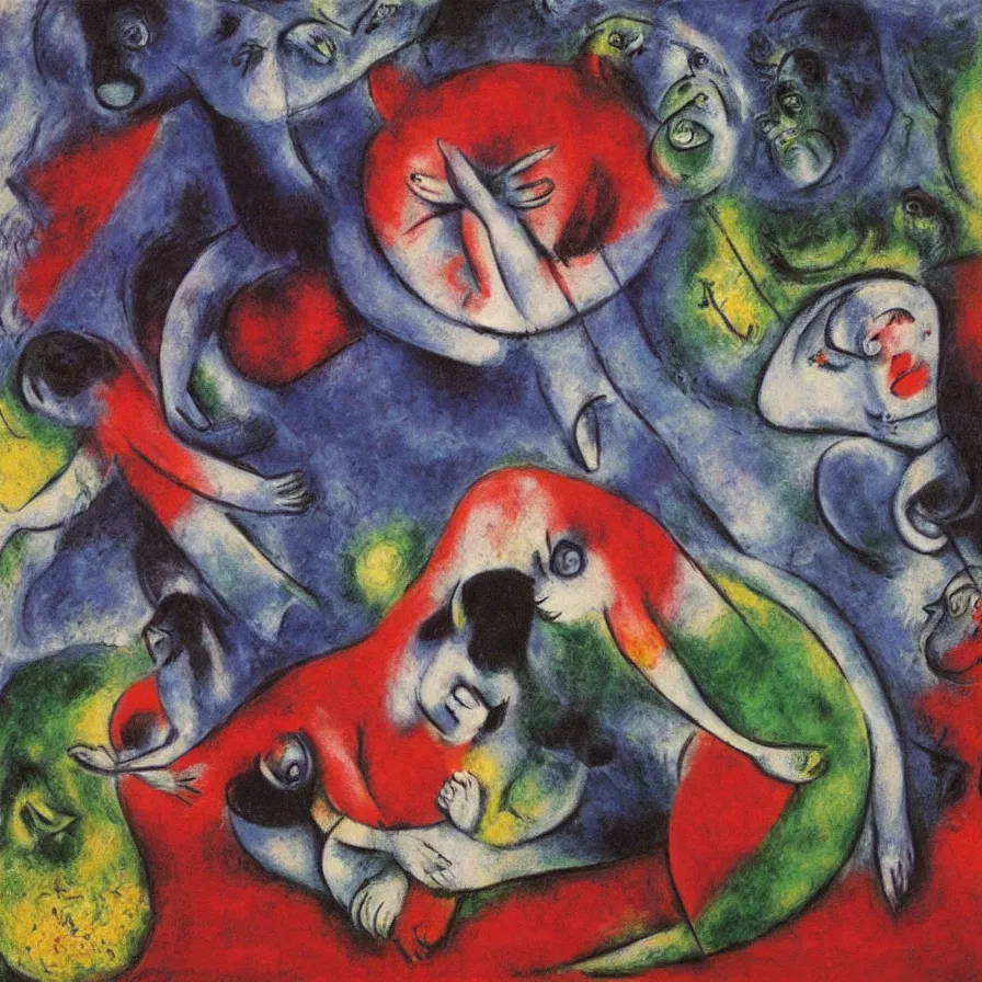 Prompt: artwork titled :'boredom and loneliness'by marc chagall.