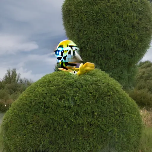 Image similar to highly detailed photograph of homer simpson as a bush