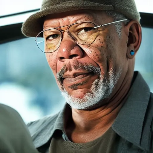 Image similar to morgan freeman as walter white.