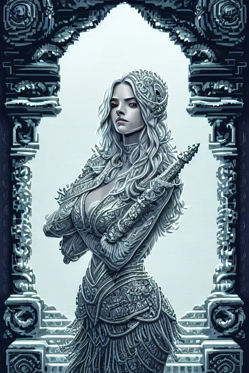 Prompt: freya in silver and white, beautiful detailed pixelart by albertov, intricate details, beautiful, dithered gradients, volumetric lighting, cgsociety, artstation, smooth, sharp focus, 2 d illustration, amazing art by dan mumford