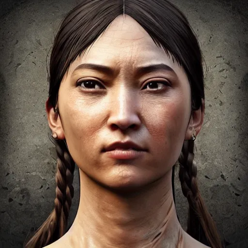 Image similar to ultra - photorealistic, a new game play from battle royale game called prehistoric survivor, intricate details, sharp focus, perfect baroque like real project, symmetrical realistic, perfect face and anatomy ultra - details, 4 k, uhd, beautiful random content position, perfect emotion, balance