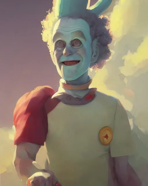 Prompt: krusty the clown in a spaceship pilot dress, portrait, illustration, rim light, top light, perfectly shaded, spring time, slight overcast lighting, soft painting, art by krenz cushart and wenjun lin