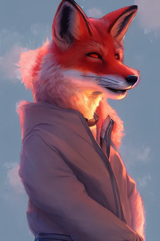 Image similar to a fox fursona, trending on artstation, by kawacy, furry art, digital art, cyberpunk, high quality, backlighting