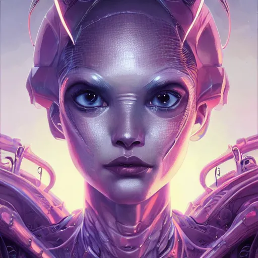 Image similar to alien queen, detailed portrait, intricate complexity, by greg rutkowski, artgerm, ross tran, conrad roset, takato yomamoto, ilya kuvshinov. 4 k, beautiful, cinematic dramatic atmosphere