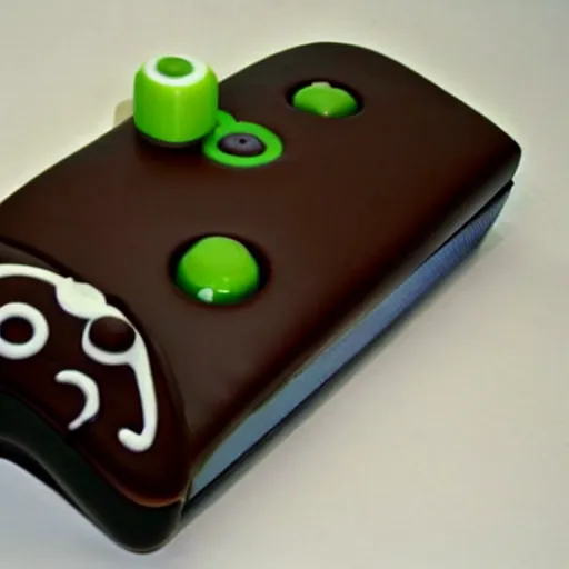 Prompt: an xbox 3 6 0, made of chocolate, delicious