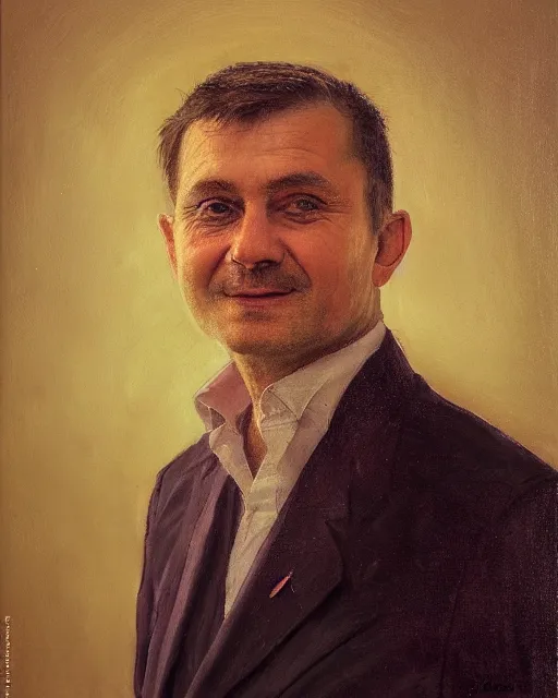 Prompt: portrait by Sergey Grechanyuk