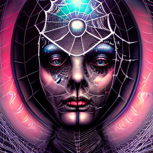 Image similar to cosmic fractal spider portrait by giger, by tristan eaton stanley artgerm and tom bagshaw.