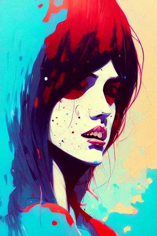 Image similar to a ultradetailed painting of a woman whos head is a tv by conrad roset, greg rutkowski and makoto shinkai trending on artstation