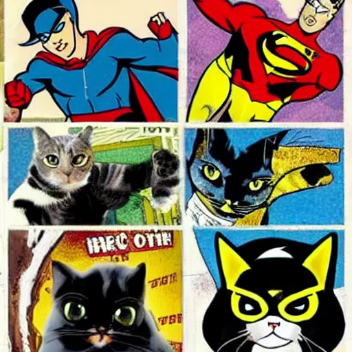 Image similar to a cat in the style of DC Comics