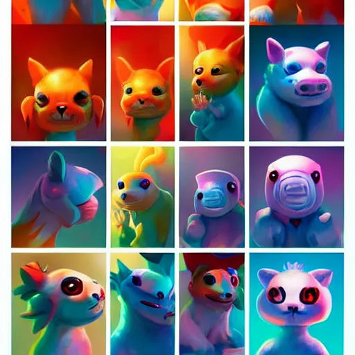 Image similar to cute creatures. bright art masterpiece artstation. 8k, sharp high quality illustration in style of Jose Daniel Cabrera Pena and Leonid Kozienko, magical colored theme, concept art by Tooth Wu,