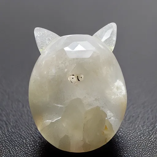 Image similar to Cat made of quartz crystal, faceted, gem quality, living stone, mineral beast, cute, cuddly, wholesome, dazzling, sparkling