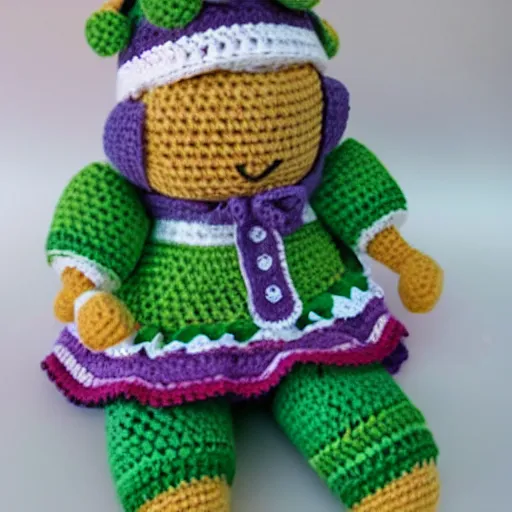 Prompt: a cute crochet grandma