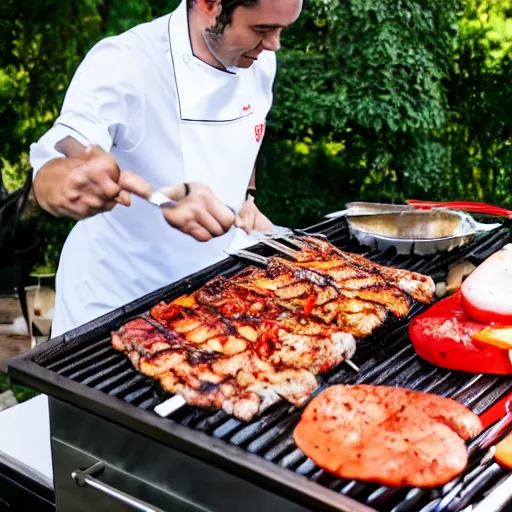 Prompt: edu gasapar cooking on a bbq