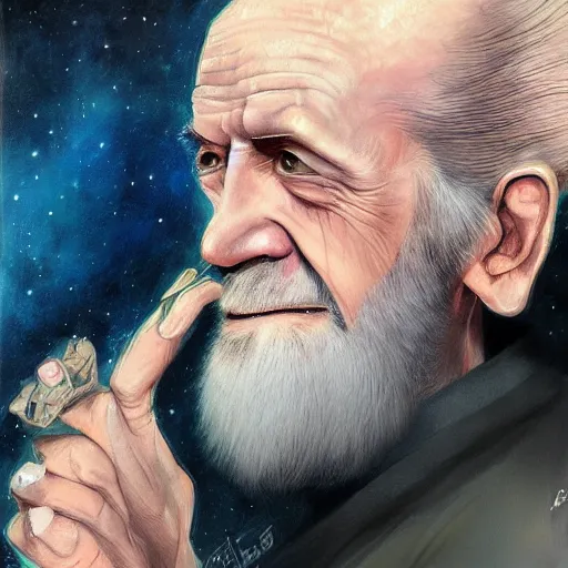 Image similar to Anna Dittmann painting of George Carlin, trending on art station