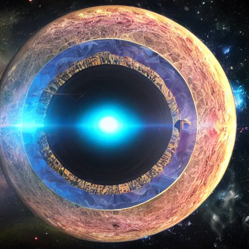 Image similar to cosmic eye sphere at the center of the universe, ,4k , trending on artstation