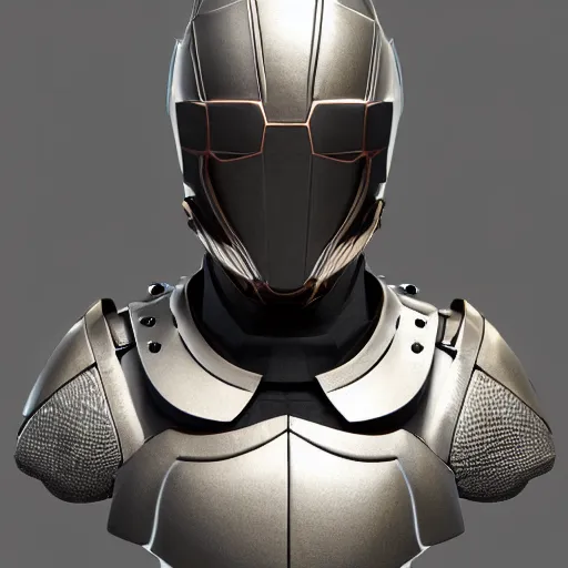 Image similar to hyperrealistic 3 d render of a bust of knight with futuristic fashion elements inspired by ludvig holmen, brilliantly colored, kingdoms of ether, octane render, 3 d animated, unreal engine 5, volumetric lighting, hdr, studio lighting, smooth surface, 8 k