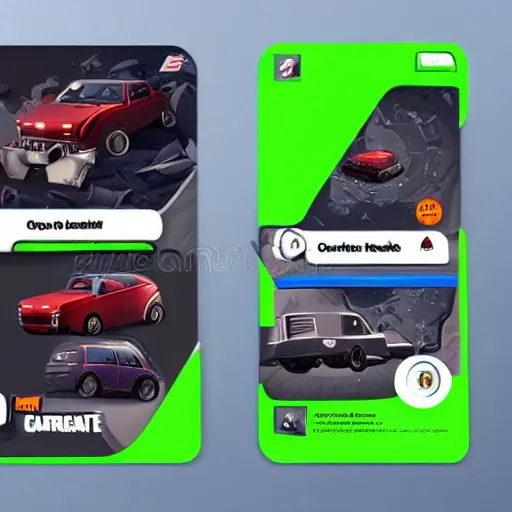 Image similar to car engine, car parts concept, card, comic page, realistic fortnite, ui card