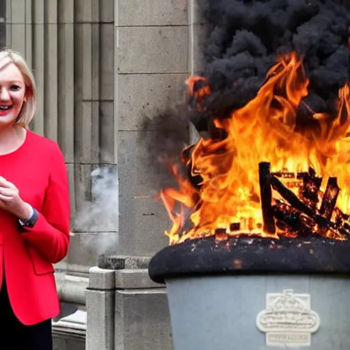 Image similar to Liz truss and Rishi sunak at parliament burning a pile of money. Daily Telegraph.