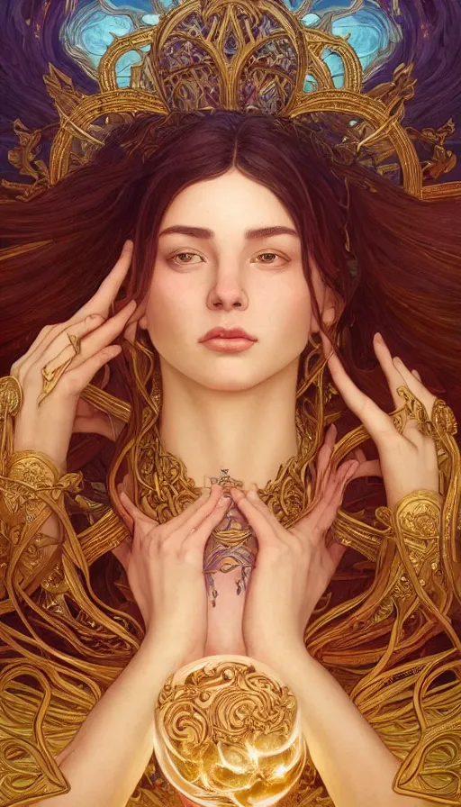Prompt: determination of the omnipotent beings, souless creatures, sacred chaos, perfectly-centered-Portrait of the most beautiful woman on the planet floating in the river, intricate, highly detailed, digital painting, artstation, concept art, smooth, sharp focus, illustration, Unreal Engine 5, 8K, art by artgerm and greg rutkowski and alphonse mucha
