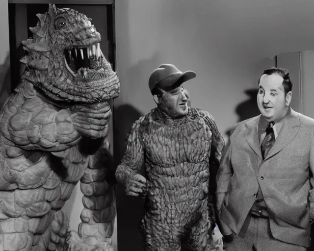 Image similar to Abbott and Costello meet Godzilla