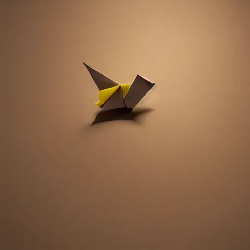 Prompt: an origami coyfish, macro photography, ambient light