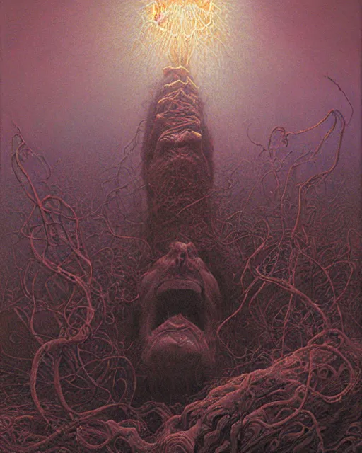 Image similar to conjuring!!! an image!!! from noise!!!, by donato giancola, zdzisław beksinski, and larry elmore, intricate, chaotic, hopefull, volumetric lighting