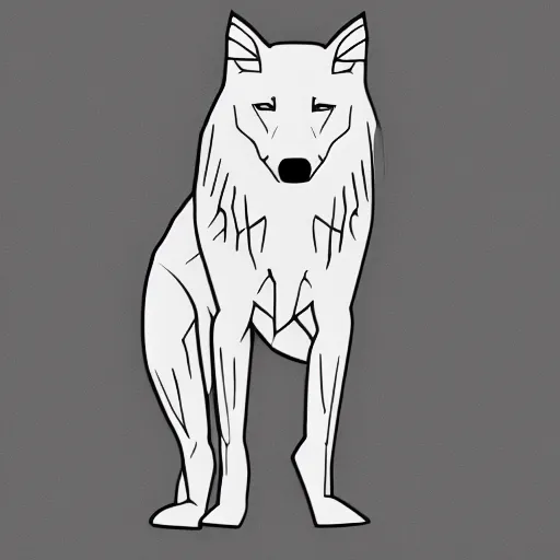 Image similar to digital art of a full-body outline of a wolf, simple, no color, high quality, HD, 8K,