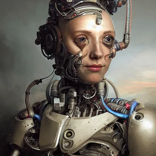 Image similar to ultra detailed, 4 k portrait of a cyborg by rachel ruysch