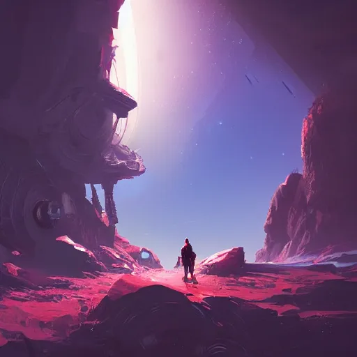 Prompt: nada and polo exploring alien world in no man's sky digital art in the style of greg rutkowski and craig mullins, 4 k