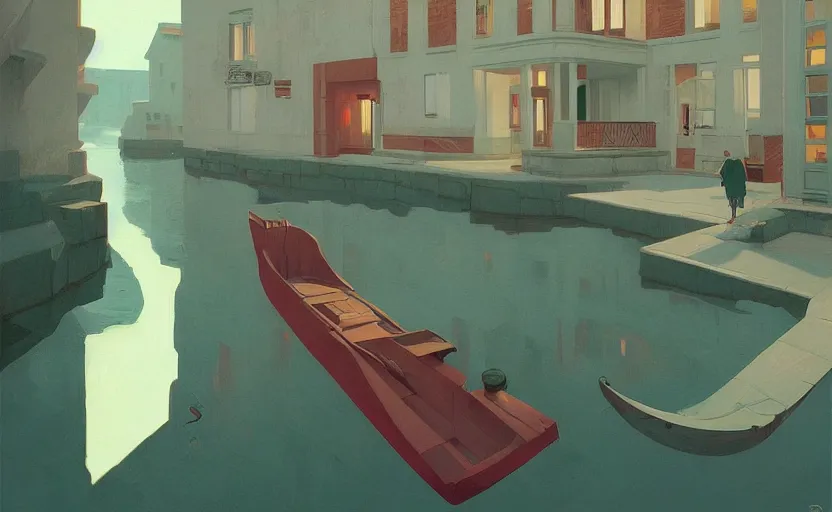 Image similar to the stream of consciousness by atey ghailan and escher and edward hopper, surreal