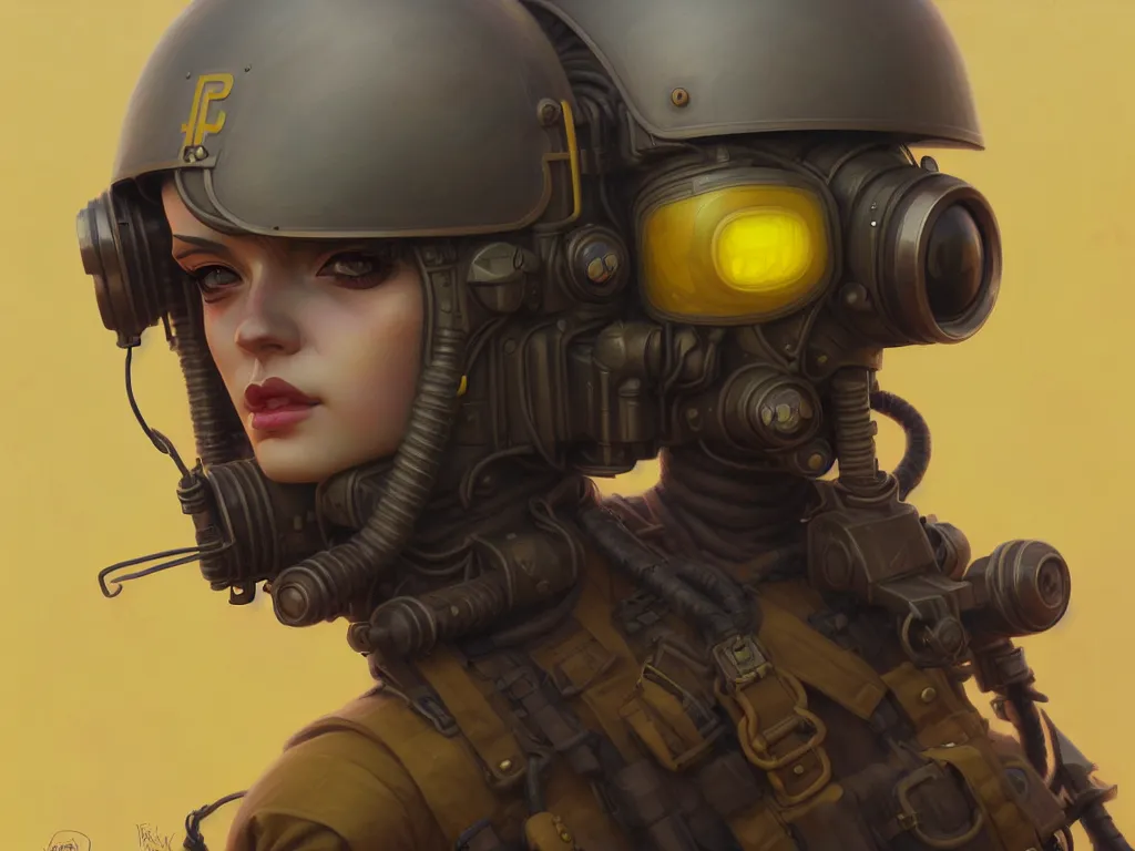 Image similar to portrait of dieselpunk blackpink lisa soldier girl, helmet, yellow mist desert, armored, highly detailed, digital painting, face detail, sharp focus, art, illustrations by loish and ayanamikodon and irakli nadar and rossdraws and wlop