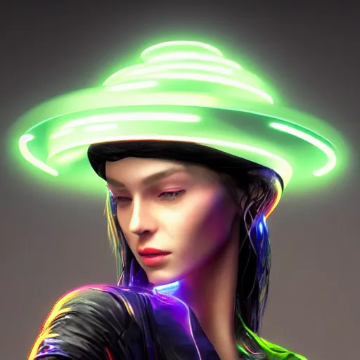 Image similar to a hat from the future, cyberpunk, highly detailed, epic lighting, hyper photorealism, 8 k