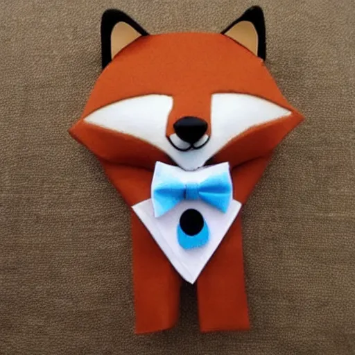 Prompt: a masculine cute fox, bowtie tail, kawaii,