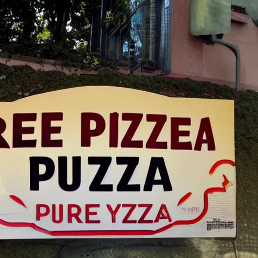 Image similar to a sign that says Free Pizza, 4k