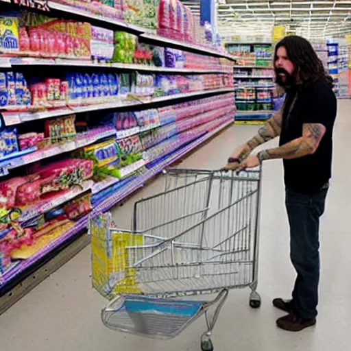 Image similar to dave grohl shopping for tampons at walmart