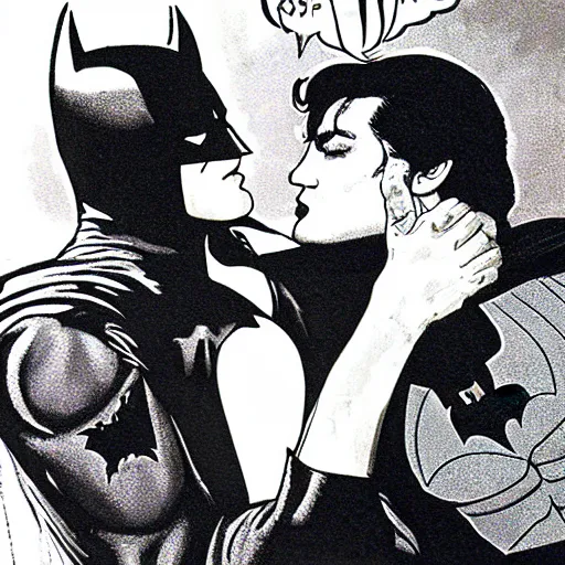 Image similar to elvis kissing batman