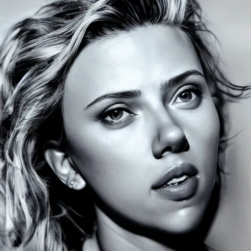 Image similar to photograph of scarlett johansson taken by david lazar, highly detailed face, 8 k