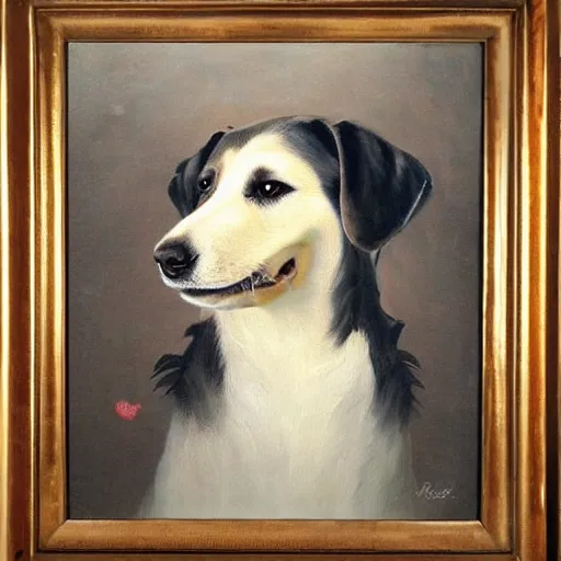 Prompt: beautiful romantic barroque painting portrait of a dog