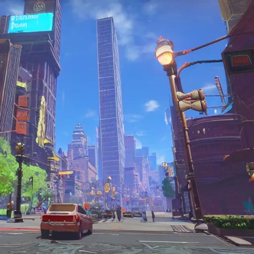 Image similar to the streets of New York City, Breath of the Wild gameplay