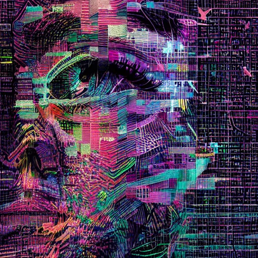 Prompt: expressive portrait of the digitally glitched soul, by Beksinsnki, maze, sharp focus