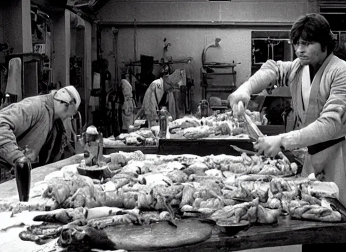 Prompt: a film still of a butchery in star wars a new hope